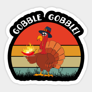 Turkey Eating a Spicy Pepper Funny Thanksgiving Custome Gift Sticker